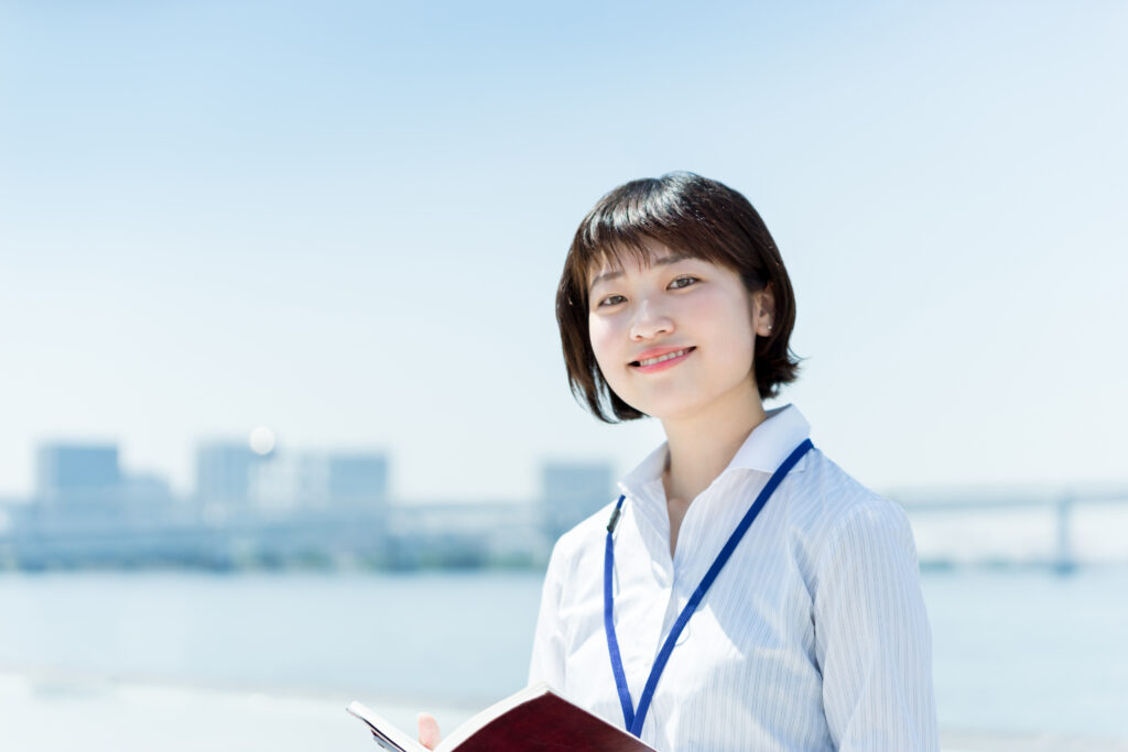 銀行員の女性のスポーツタイプ。